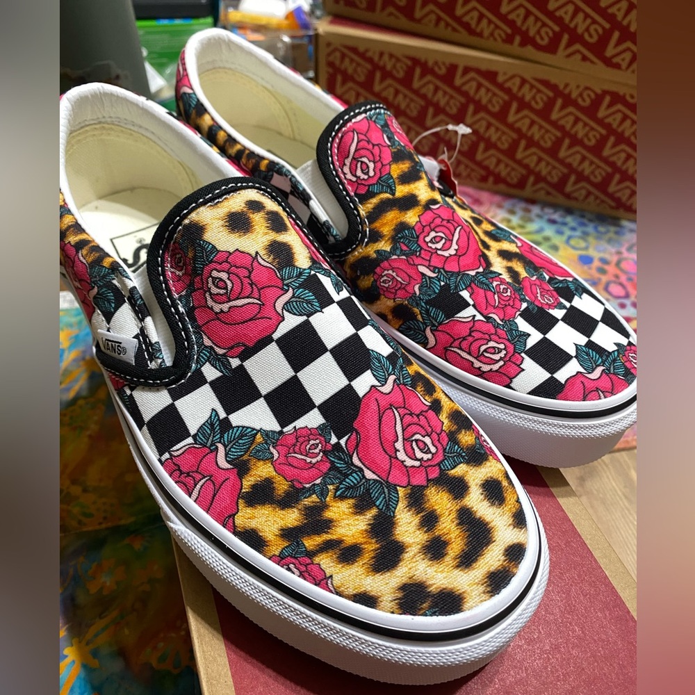 Vans Classic Slip on - Rose and animal print